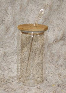 Glass Can Tumbler with Lid and Straw