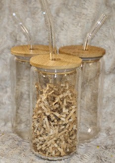 Glass Can Tumbler with Lid and Straw